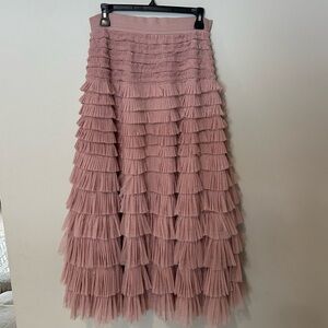 Lucky Brand Dusty Rose Tiered Maxi Skirt